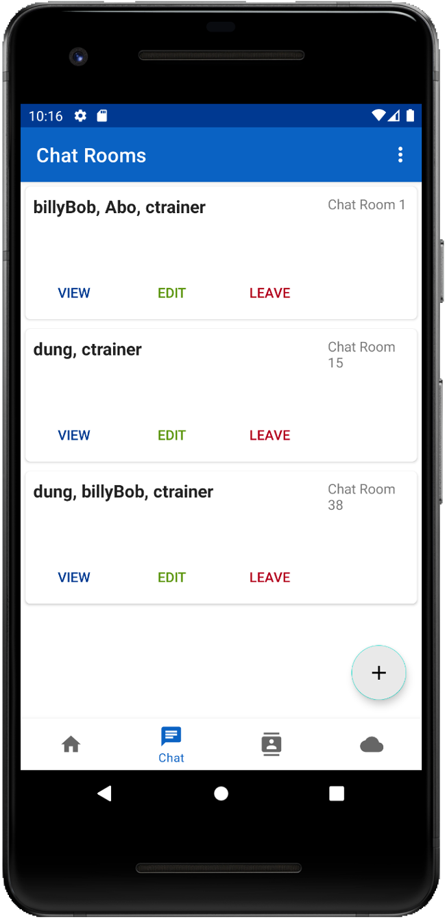 Snailtails Chat App - Chatroom List