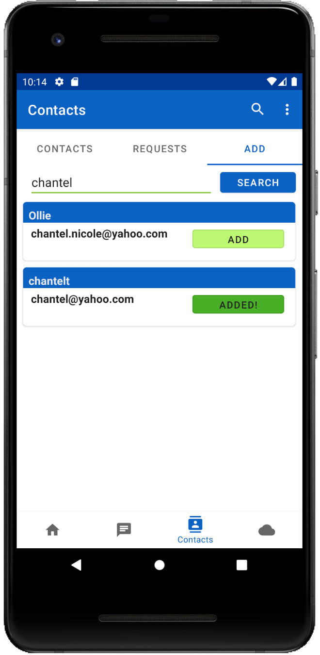 Snailtails Chat App - Add Contact