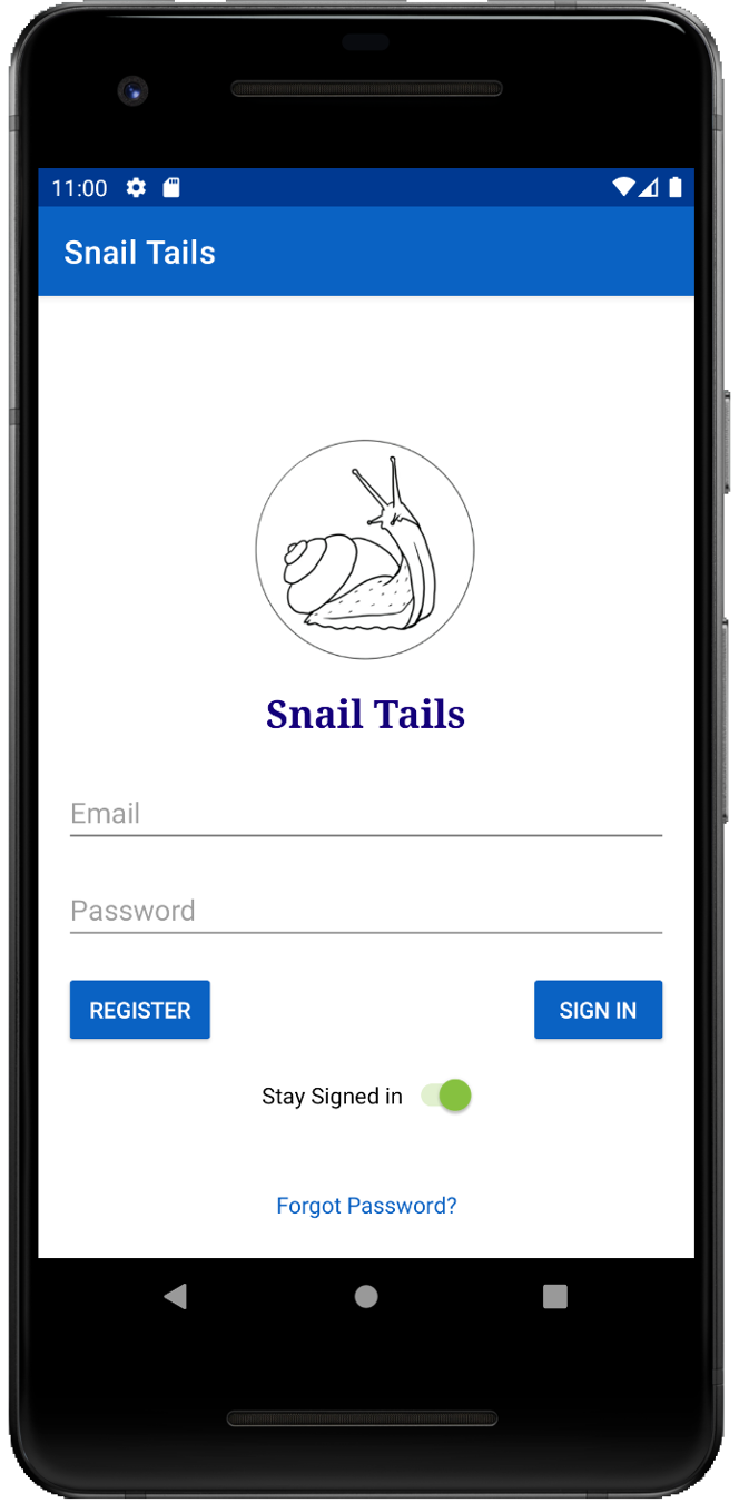 Snailtails Chat App - Login Page