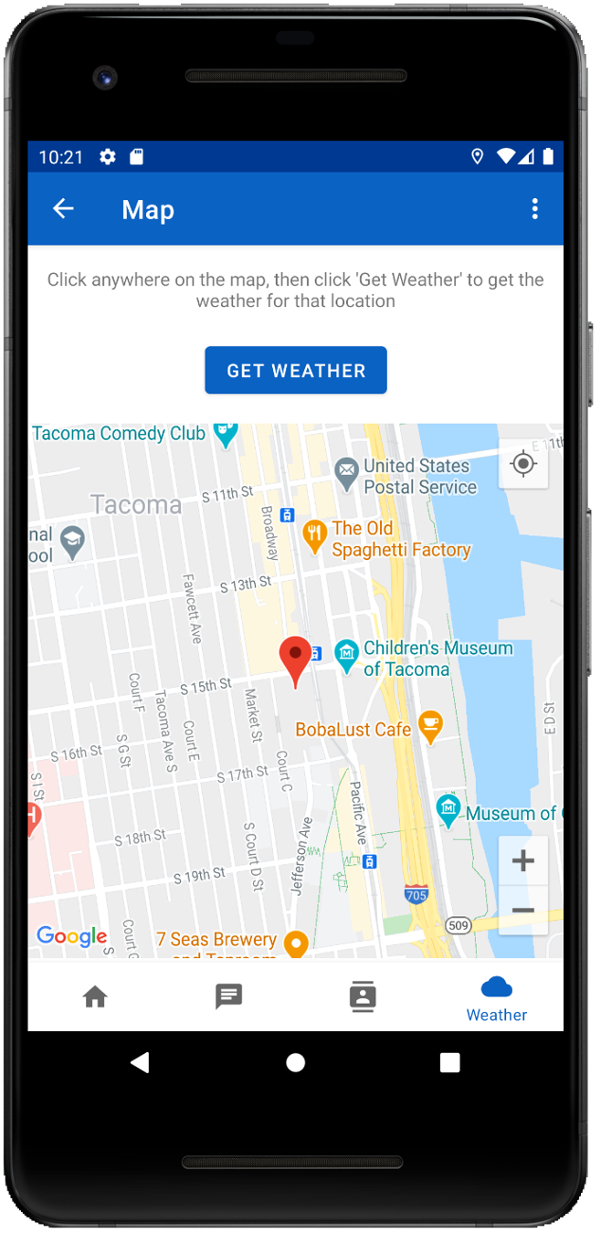 Snailtails Chat App - Location Selection Map